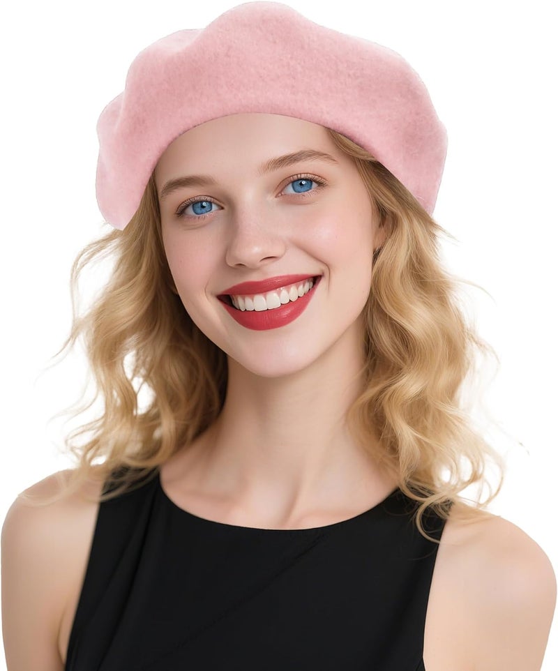 CKYPTFK Beret Hats for Women Holiday Wool French Style-Black/Red Church Hat-Clueless Outfit & Men's Beret - Image 1
